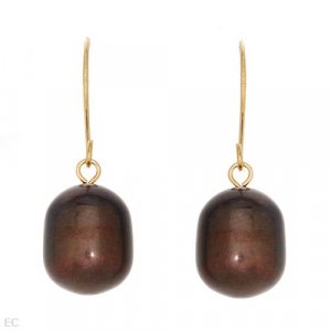 9-10mm Black Pearl Earrings on 14k Yellow Gold  Fish Hook Style