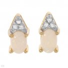 10k Yellow Gold Diamond Opal Post/Stud Earrings