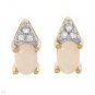 10k Yellow Gold Diamond Opal Post/Stud Earrings