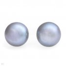 10mm Gray Pearl 925 SS Post/Stud Earrings