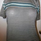 AUSTIN REED 100%Silk Blk/Wht Short Sleeve Sweater Sz PM