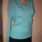 CACHE Turquoise Ribbed Knit Sexy Sweater Sz M