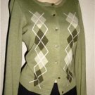 CASUAL CORNER ANNEX Petite Green Argyle Sweater Sz S