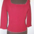 ESSENDI Burgandy/Silver Trim Silk/Stretch Sweater Sz M