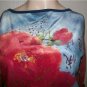 CACHE Blue/Red Sequin/Beads Knit Shirt Sz M