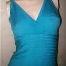 ESSENDI Turquoise Sexy Silk  Top/Shirt Sz M