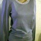 NWT BRINA & EM Gray/Pearls Soft SweaterS Sm