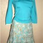 NEIMAN MARCUS Aqua/White Silk Sweater, Sz. Med