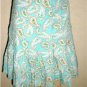 HAROLD'S Aqua/Blk/White Print Cotton Pleated Skirt 8