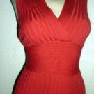 CABI Red Ribbed Sexy Sleeveless Sweater Sz L