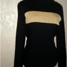 LAUREN RALPH LAUREN Black/Gold Metalic Sweater Sz L