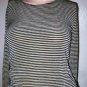 BCBG Paris Blk/Wht Stripe Knit Shirt Sz Sm