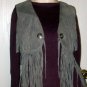 RANCHER Lined Gray Suede Leather/Fringe Vest Sz 6