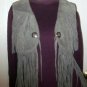 RANCHER Lined Gray Suede Leather/Fringe Vest Sz 6