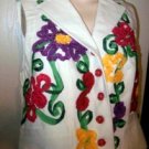 HW White Cotton/Large Ribbon Flowers Vest Sz 8