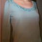 BOB MACKIE Aqua Beaded Sweater Sz PS