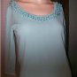 BOB MACKIE Aqua Beaded Sweater Sz PS