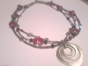 Red Lampwork Glass Necklace
