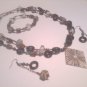 Wood Lampwork Necklace, Bracelet, and Earring Set