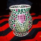 Glass Mosaic Huricane Vase with Tulip