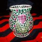 Glass Mosaic Huricane Vase with Tulip