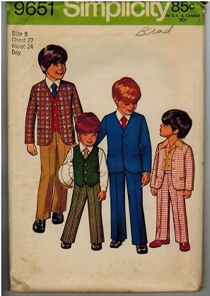 Simplicity 9651 70s BOYS JACKET, PANTS & Reversible VEST Vintage children's Sewing Pattern