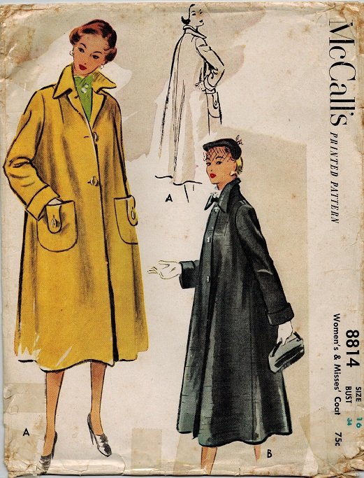 McCall's 8814 50s Retro SWING COAT Sewing Pattern *UNCUT