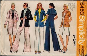 Simplicity 5453 70s Unlined JACKET, SKIRT & PANTS Vintage Sewing Pattern