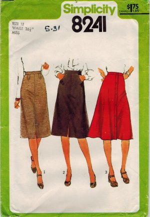 Simplicity 8241 70s *UNCUT Classic SKIRTS Vintage Sewing Pattern *UNCUT & FF*