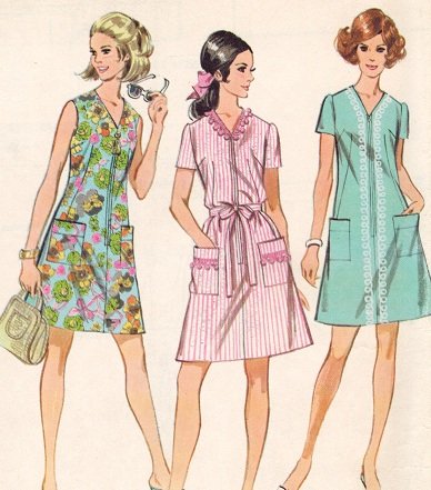 McCall's 9731 60s Half Size Mod A-LINE DRESS in 3 Versions Vintage Sewing Pattern * UNCUT