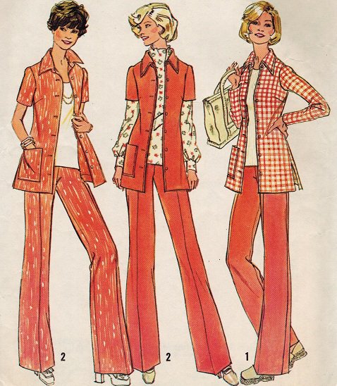 Simplicity 6805 70s Half Size SHIRT-JACKET & PANTS Vintage Sewing Pattern