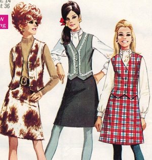 Simplicity 7808 60s *UNCUT & FF Classic SKIRT, VEST and BLOUSE Vintage Sewing Pattern