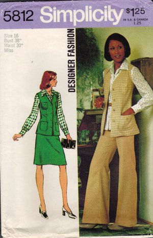 Simplicity 5812 70s *UNCUT WIDE LEG PANTS, VEST, BLOUSE & SKIRT Vintage Sewing Pattern