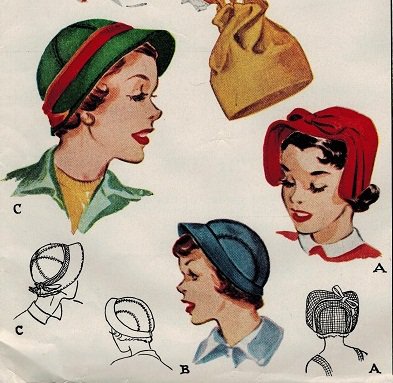 McCall 1538 1950s Ladies HATs & BAG Vintage Sewing Pattern
