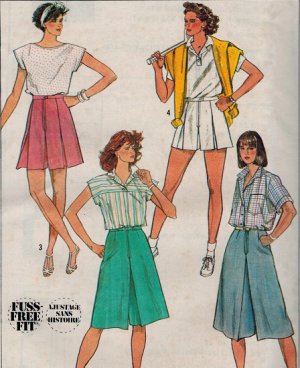 Simplicity 7463 80s Set Of CULOTTES Vintage Sewing Pattern