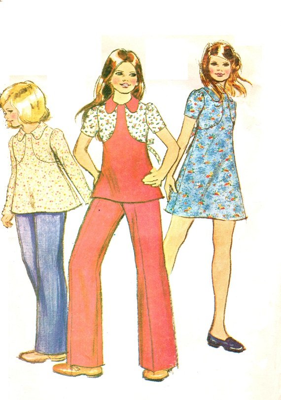 McCall's 4205 Vintage 70s DRESS or TOP with Yoke Detail & PANTS Sewing Pattern