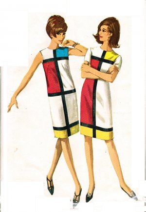 Simplicity 6400 Uncut Mod 60s Mondrian & YSL Inspired DRESS Vintage Sewing Pattern Simplicity 6400 Uncut Mod 60s Mondrian & YSL Inspired DRESS Vintage Sewing Pattern