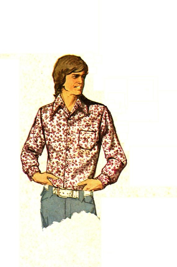 Vintage 70'S Kwik Sew Pattern 468, Men's Shirt, 2 Styles, Size 42