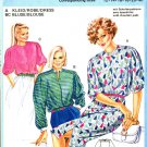 Burda 6865 Vintage 80s Collarless DRESS & BLOUSE with Shoulder Pleats Sewing Pattern