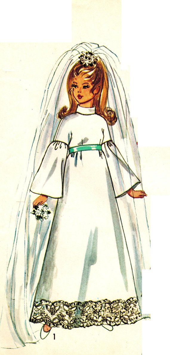 Simplicity 9097 Vintage Original Barbie Doll Wedding Dress Fashion