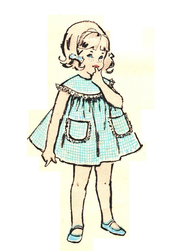 Advance 2846 Vintage 60s Toddlers' Dress and Pinafore - Patch Pockets Sewing Pattern