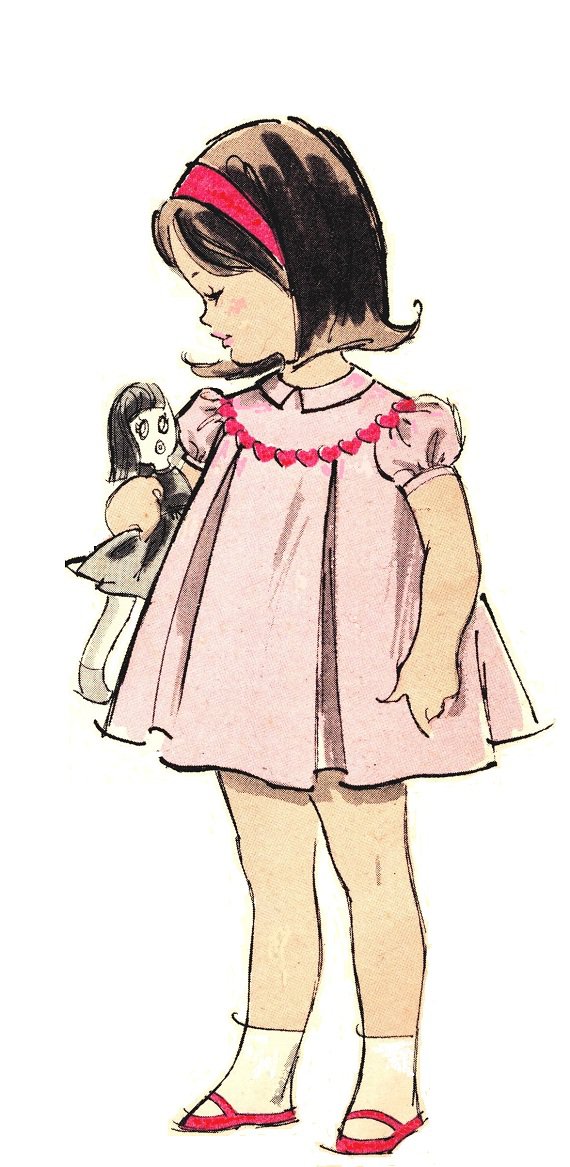 Advance 9803 Vintage 60s Adorable Toddler Girls Dress - Round Yoke, Inverted Pleats Sewing Pattern
