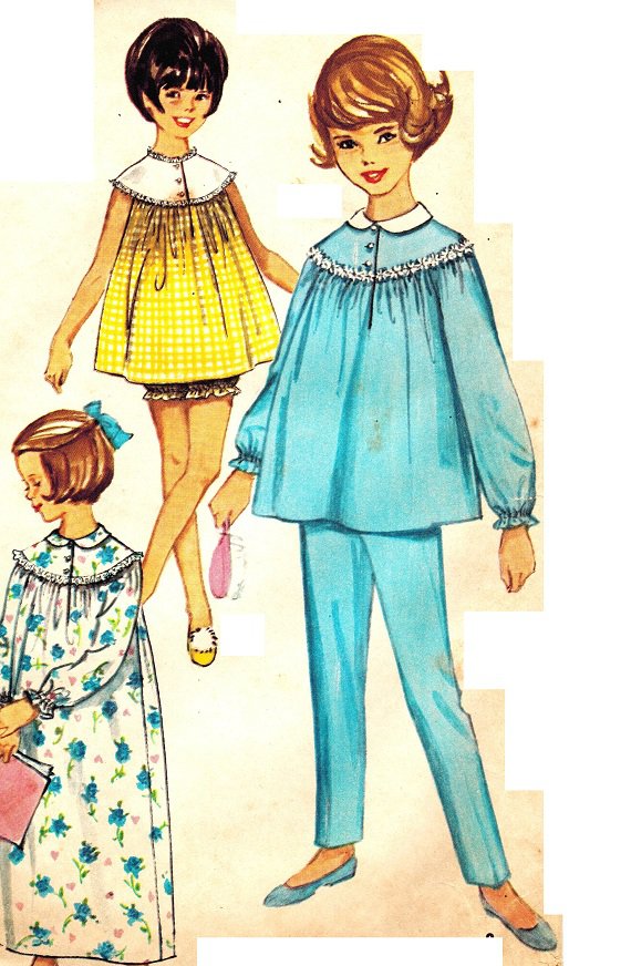 Simplicity 5552 Vintage 60s Mad Men Baby Doll Pajamas or Nightgown ...