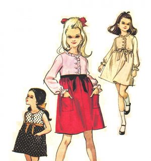 McCall's 8052 Vintage 60s Empire Dress, Sleeveless - Long Sleeves, Ribbon & Lace Trim Sewing Pattern