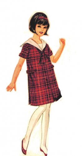 Advance 3518 Vintage 60s UNCUT Sailor Collar Dress with Back Pleats and Bib Sewing Pattern