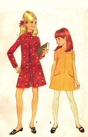 McCall's 9042 Vintage 60s Mod Girls' A Line Pant Dress or Dress Sewing Pattern