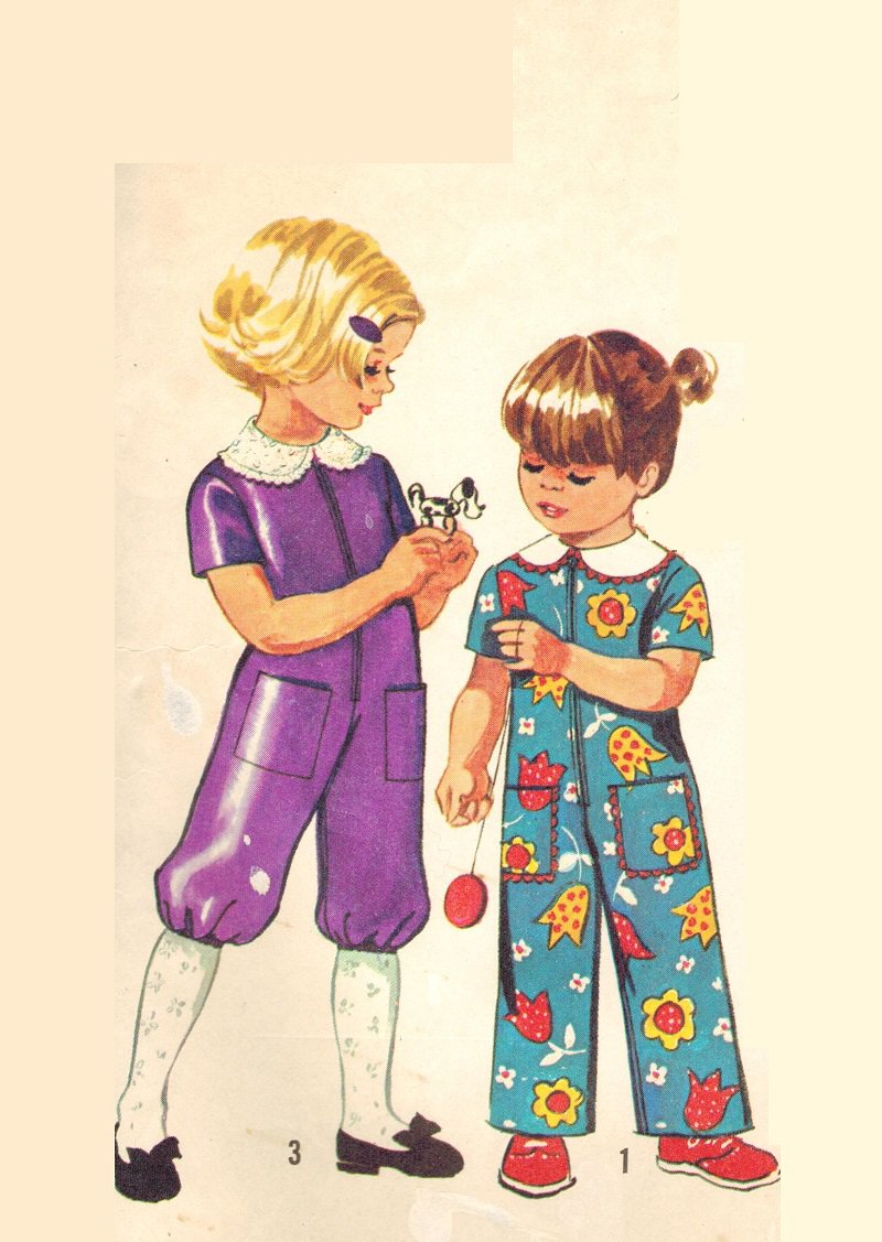 Simplicity 9685 Cute Vintage 70s Toddler Girls Jumpsuit Romper CapriLength Sewing Pattern Size 1