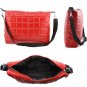 Nylon Quilted Crossbody Shoulder Bag WCYD0013 Black/ Red / Silver