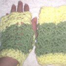 Yellow & Green Crochet Fingerless Gloves