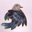 Brooch Multi color Rhinestone Huge ubique vintage Winged Partridge enamel Rhinestone brooch